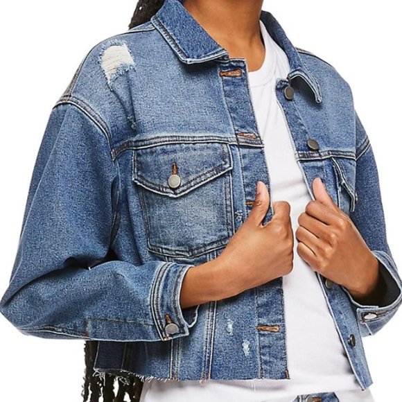 Cropped Denim Trucker Jacket - SMALL - DESIGN LAB - Picture 10 of 10